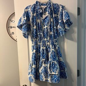 Blue and White Patterned Dress
